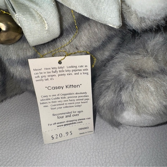 *3 for $15* Cuddle Kids Geppeddo “Casey Kitten” Porcelain Face Stuffed Animal - Picture 5 of 5